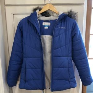 Girls blue Columbia hooded jacket